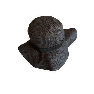 Madewell Black Wide-Brim Floppy Sun Hat M-L For Women Stylish Summer Chic